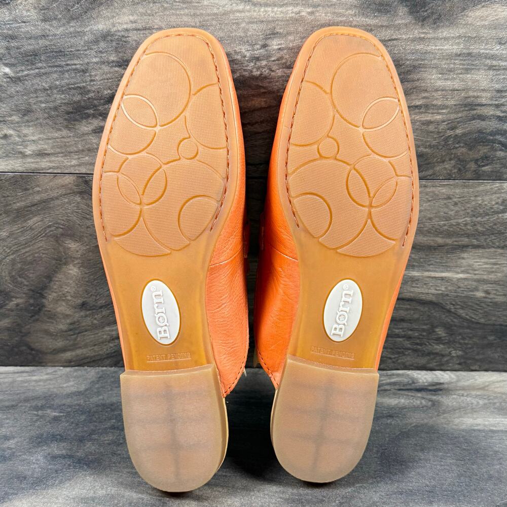 NIB Born Lareina 9M Leather Moc Toe Horsebit Slip On Mules Clog Orange - Picture 10 of 11